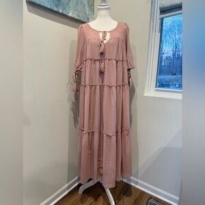 Luca + Grae Blush Boho Festival Tiered Maxi Dress – Size M – New With Tags